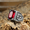 316L Stainless Steel & Cubic Zirconia Men's Vintage Carved Finger Rings FS-WG82D33-02-1