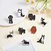 9Pcs 9 Style Poodle & Siberian & Schnauzer & Chihuahua & Border Enamel Pin with Brass Butterfly Clutches JEWB-SZ0001-77-4