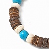 Synthetic Turquoise & Natural Coconut Bead Stretch Bracelets BJEW-JB12636-3