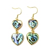 Brass Natural Abalone Shell Dangle Earrings EJEW-F388-01B-G-4