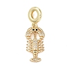 Brass Micro Pave Clear Cubic Zirconia Sea Animal European Dangle Charms KK-B159-04G-02-1