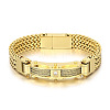 304 Stainless Steel Pave Cubic Zirconia Wheat Chain Bracelets for Men's FS-WGC4B47-14-1