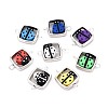 Polymer Clay Ladybug Beads with CCB Plastic Square Frame Connector Charms CLAY-T022-32M-1
