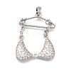 Brass Micro Pave Cubic Zirconia Charms KK-P336-03B-P-1