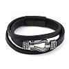 Microfiber Leather Cord Triple Layer Multi-strand Bracelets BJEW-P328-08AS-1