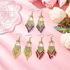 3Pair 304 Stainless Steel Leaf Dangle Earrings EJEW-MZ00513-1