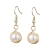 Natural Cultured Freshwater Pearl with Eco-Friendly Copper Wire Dangle Earrings EJEW-JE05737-1