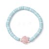 Flat Round Handmade Polymer Clay Heishi Beaded Stretch Bracelets BJEW-JB11711-02-2