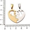 304 Stainless Steel Rhinestone Split Pendants STAS-F368-20GP-3