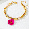 Deep Pink Flower Alloy Charm Twisted Chain Anklets for Women FS-WGF82CC-02-1