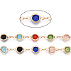 2M Flat Round Handmade Brass Glass Link Chains CHC-YW0001-10KCG-2