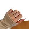 Rhodium Plated 925 Sterling Silver Micro Pave Cubic Zirconia Finger Rings for Women RJEW-K253-15MP-1