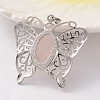 Butterfly Platinum Tone Brass Natural Rose Quartz Pendants G-M288-02-2