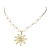 Alloy Sun Pendant 304 Stainless Steel Cable Chain Necklaces for Women NJEW-JN06696-2