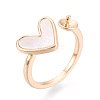 Heart Brass Shell Cuff Ring Settings X-KK-T076-74G-1