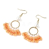 Glass Braided Beads Dangle Earrings EJEW-MZ00747-02-4