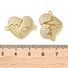 Rack Plating Brass Cubic Zirconia Heart Connector Charms KK-C084-08B-G-3