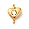 304 Stainless Steel Rhinestone Heart Connector Charms STAS-M110-15G-2