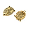 Holy Oval Carved Virgin Mary Tibetan Style Alloy Chandelier Component Links TIBEP-LF0961YKG-AG-FF-2