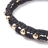 Round Brass Braided Bead Bracelet BJEW-JB07673-4