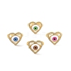 Cubic Zirconia Heart with Evil Eye Open Cuff Ring with Acrylic RJEW-B042-05G-1