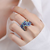 Floral Brass Enamel Finger Rings FS-WGF4391-01-3