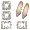 WADORN 4Pcs 2 Styles Square/Rectangle Alloy Rhinestone Detachable Shoe Buckle Clips AJEW-WR0002-31P-1