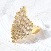 Brass Micro Pave Cubic Zirconia Adjustable Cuff Open Rings RJEW-D313-10G-3
