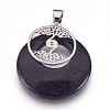 Synthetic Blue Goldstone Pendants KK-F751-B20-2