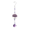Tree of Life Natural Amethyst Chips & Glass Crystal Round Suncatchers HJEW-E013-07P-1