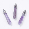 Natural Amethyst Pointed Pendants G-F228-07O-RS-1