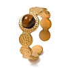 Round Natural Tiger Eye Finger Rings RJEW-Q822-24G-01-1