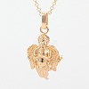 Brass Hollow Angel Cage Pendant Necklaces NJEW-J037-01-2