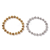 Electroplate Transparent Glass Beads with Electroplate Non-magnetic Synthetic Hematite Beads and Korean Elastic Crystal Thread Bracelets BJEW-JB11705-2