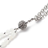 Natural White Moonstone & Alloy Rhinestone Round Beaded Pendant Decorations HJEW-JM00806-4