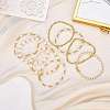 2Pcs 2 Styles ABS Plastic Imitation Pearl & Shell Pearl & Brass Beads Bracelets BJEW-SW01606-5