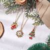 3Pcs 3 Styles Christmas Tree Bell Flower Alloy Enamel Pendant Necklaces for Women NJEW-JN05130-02-1