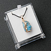 Electroplated Raw Natural Apatite Neggets Pendant Black Wax Cord Necklaces FS-WG48460-06-1
