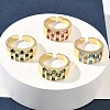 Brass Micro Pave Cubic Zirconia Cuff Open Rings RJEW-C158-04G-1
