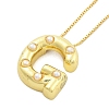 Brass & Plastic Pearl Letter Pendant Box Chain Necklaces for Women NJEW-U017-01G-07-2