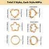 180Pcs 3 Styles CCB Plastic Bead Frame CCB-SP0001-08G-2