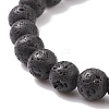 Round Natural Lava Rock Beaded Stretch Bracelet BJEW-JB08260-5