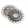 Nickel Free Tibetan Style Alloy Flower Cabochon Connector Settings PALLOY-J412-07AS-NF-2