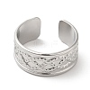 Non-Tarnish 304 Stainless Steel Twist Rope Pattern Open Cuff Ring for Women RJEW-I098-15P-2