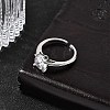 Brass Micro Pave Cubic Zirconia Cuff Open Rings for Women RJEW-B160-04P-3