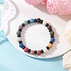 3Pcs Natural Lava Rock & Coconut Shell Beaded Stretch Bracelets for Women Men BJEW-JB12470-3