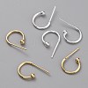 Brass C-shaped Hoop Circle Ball Stud Earrings KK-O131-07-1