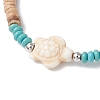 2Pcs Starfish & Tortoise Natural Coconut with Synthetic Turquoise Beads Stretch Bracelets for Men Women BJEW-JB11743-5