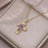 304 Stainless Steel Micro Pave Cubic Zirconia Religion Cross Pendant 304 Stainless Steel Cable Chain Necklaces WG8E2CC-01-1