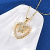 Brass Micro Pave Clear Cubic Zirconia Butterfly Heart Pendant Necklaces for Women NJEW-S438-07D-G-3